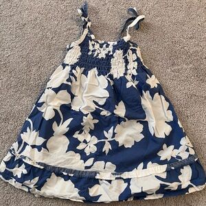 3T Lands' End Blue and White Smocked Floral Dress